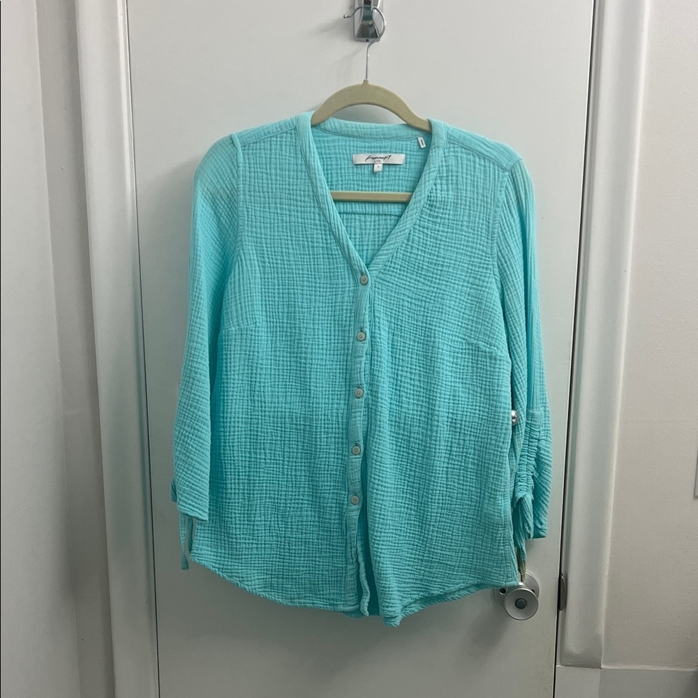 ✨💎Foxcroft Turquoise Button-Down Women’s Shirt Airy & Elegant🌿✨
